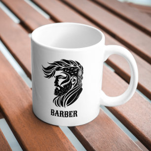 Black ornamental barber logo coffee mug
