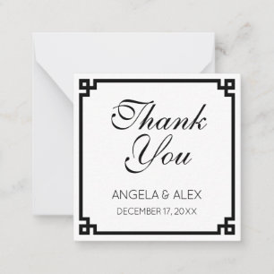 Black Ornamental Greek Key Thank You Card