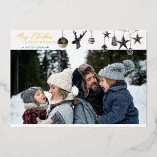 Black Ornaments & Para Photo Merry Christmas