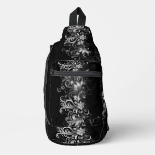 Black Ornate Everyday Sling Bag