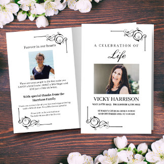 Black Ornate Funeral Program Template