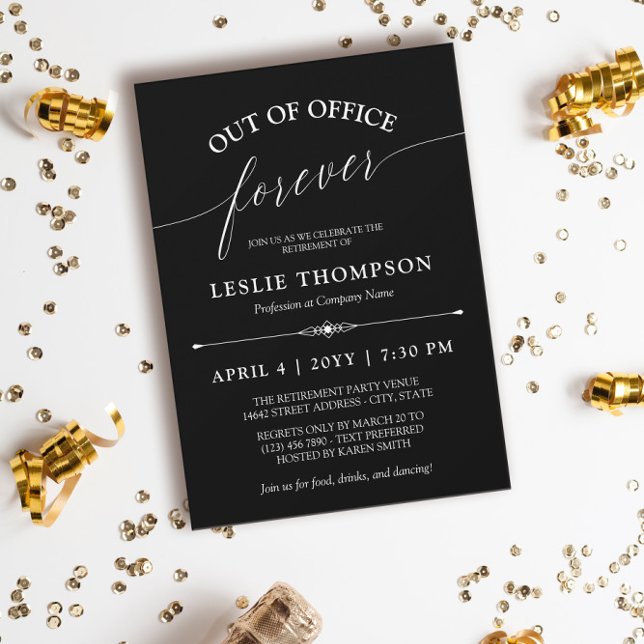 Black Out of Office Forever Retirement Party Invitation (Creator Uploaded)