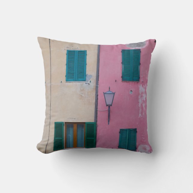 BLACK OUTDOOR SCONCE ON PINK PAINTED WALL CUSHION (Front)