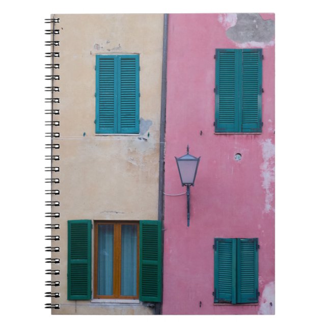 BLACK OUTDOOR SCONCE ON PINK PAINTED WALL NOTEBOOK (Front)