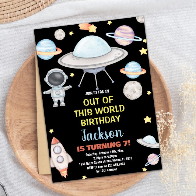 Black Outer Space Birthday Invitations (Black Outer Space Birthday Invitations)