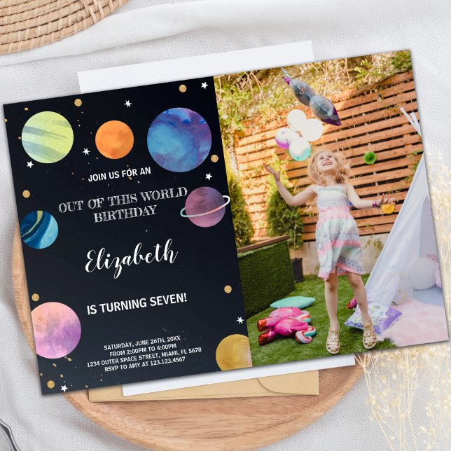Black Outer Space Birthday Invitations with photo (Black Outer Space Birthday Invitations with photo)