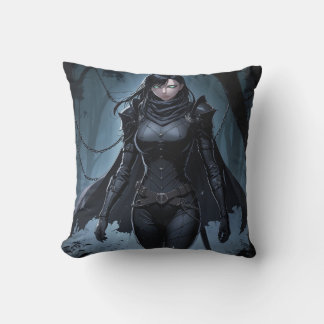 Black Outfit Monster Hunter Anime Girl Cushion