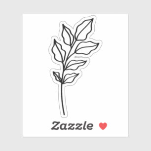 black outline Leaf Glossy White Vinyl