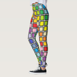 Black Outlined Broader Spectrum Rainbow Squares Leggings
