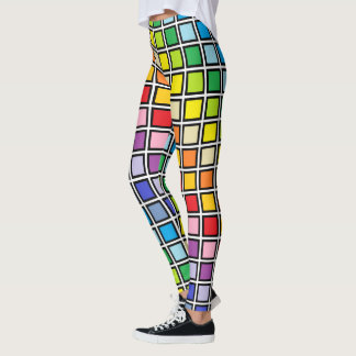 Black Outlined Broader Spectrum Rainbow Squares Leggings
