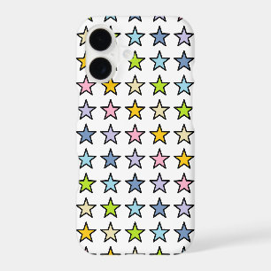 Black Outlined Pastel Rainbow Stars