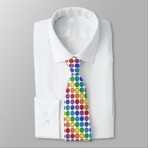 Black Outlined Rainbow Polka Dots Tie