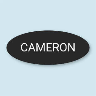 Black Oval Name Tag Badge Pin or Magnetic 3 inch