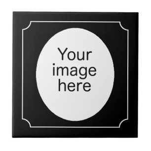 Black oval picture frame tile