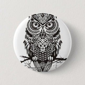 Black Owl 6 Cm Round Badge