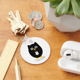 Black Owl Design Key Ring