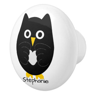 Black Owl Design Personalised Ceramic Knob