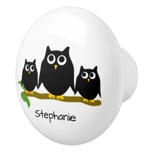 Black Owl Design Personalised Ceramic Knob