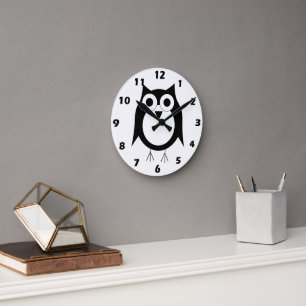 Black Owl Design Wall Clock