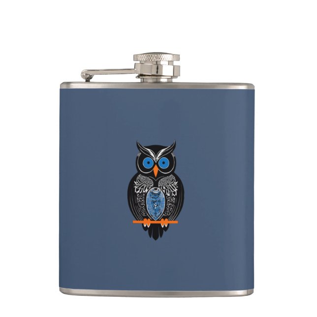 Black Owl Hip Flask (Front)