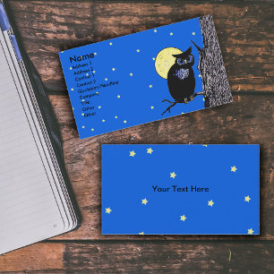 Black Owl Tree Moon Stars Business Card