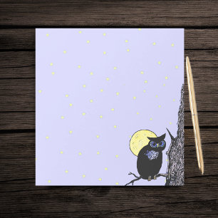 Black Owl Tree Moon Stars Notepad