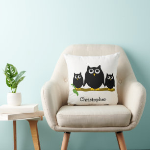 Black Owls Design Personalised Cushion