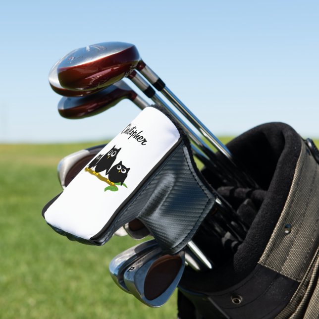 Black Owls Design Personalised Golf Head Cover (In Situ)