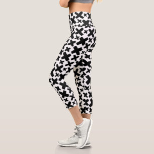Black Paint Splash Pattern Capri Leggings
