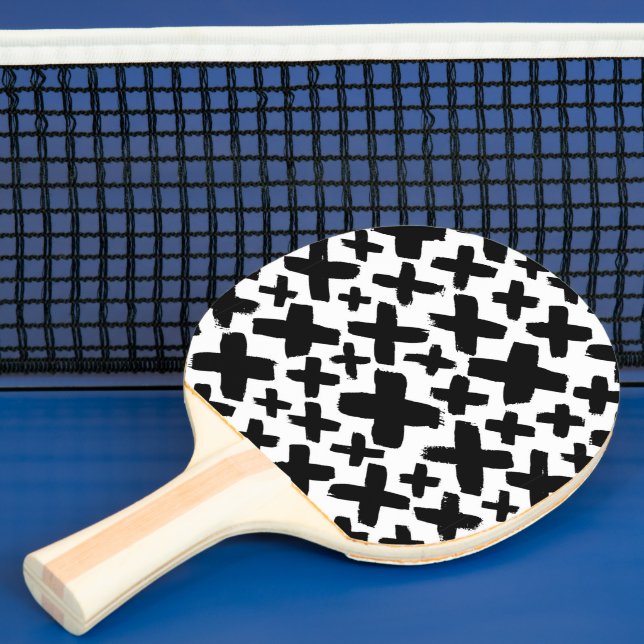 Black Paint Splash Pattern Ping Pong Paddle (Insitu)