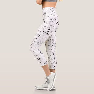 Black Paint Splatter Pattern Capri Leggings