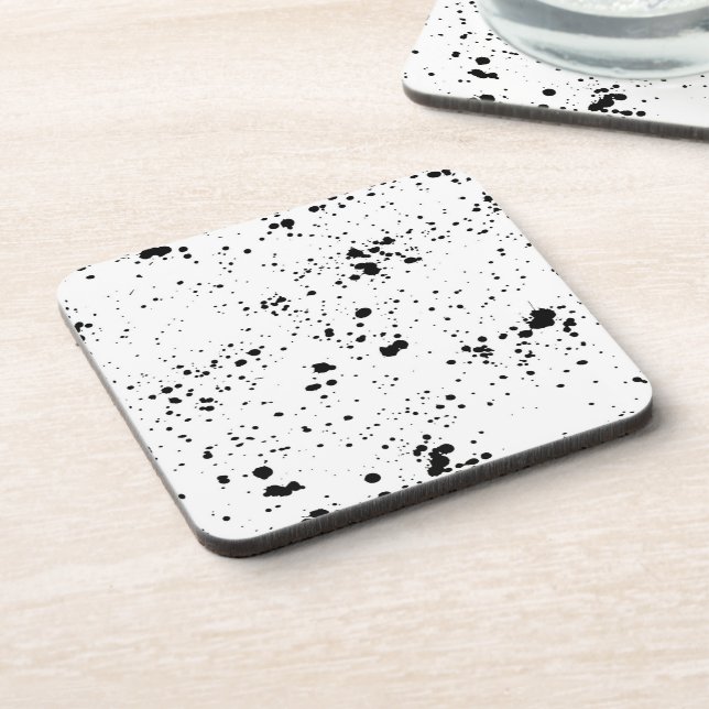 Black Paint Splatter Pattern Coaster (Left Side)