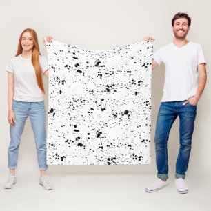 Black Paint Splatter Pattern Fleece Blanket