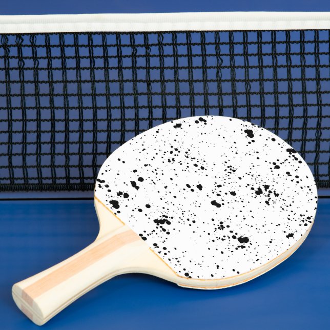 Black Paint Splatter Pattern Ping Pong Paddle (Insitu)