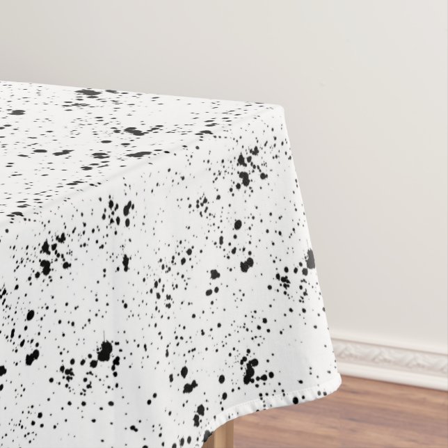 Black Paint Splatter Pattern Tablecloth (In Situ)