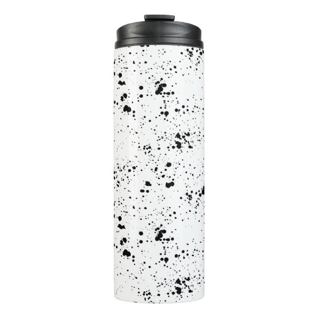 Black Paint Splatter Pattern Thermal Tumbler (Front)