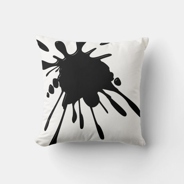 Black Paint Splatter White American MoJo Pillow (Front)