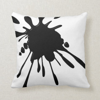 Black Paint Splatter White American MoJo Pillow