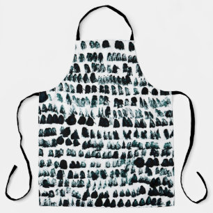 Black paint stains with spots, blots and grains on apron