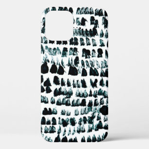 Black paint stains with spots, blots and grains on iPhone 12 case