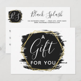 Black Paint Stroke & Modern Gold Certificate Card