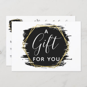 Black Paint Stroke & Modern Gold Certificate Card
