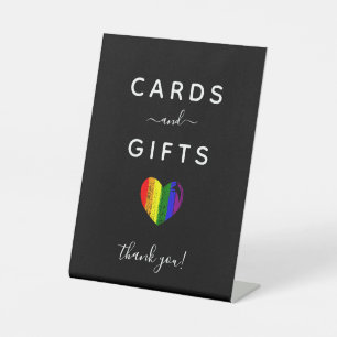 Black Paint Stroke Pride Heart Cards & Gifts Pedestal Sign