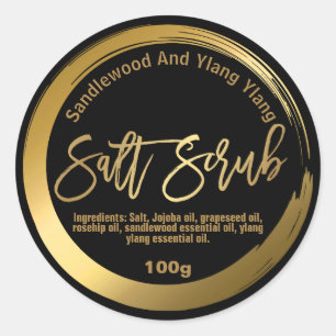 Black Painted Gold Salt Scrub Labels