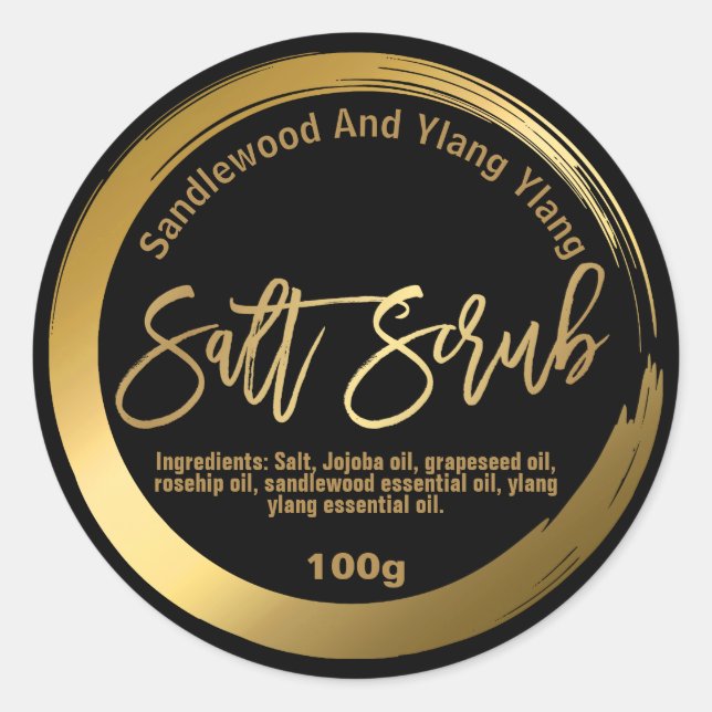 Black Painted Gold Salt Scrub Labels (Front)