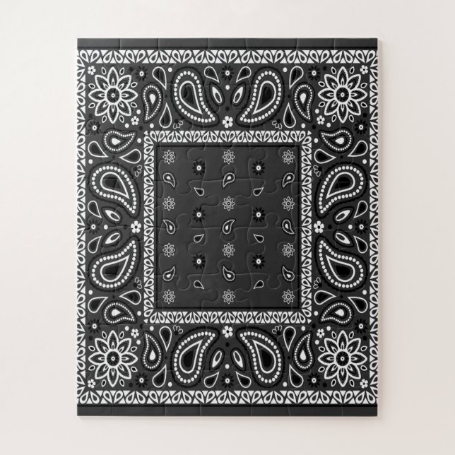 Black Paisley Bandanna Birthday Hip Hop Rap Scarf Jigsaw Puzzle (Vertical)