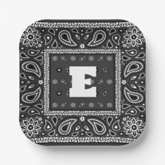 Black Paisley Bandanna Birthday Hip Hop Rap Scarf Paper Plate