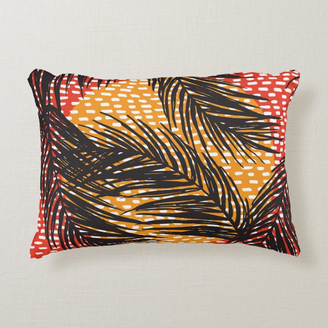 Black palm leaves, seamless strokes decorative cushion (Front)