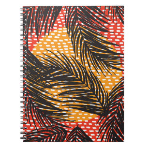 Black palm leaves, seamless strokes notebook