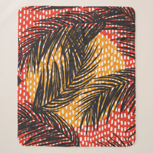Black palm leaves, seamless strokes sherpa blanket